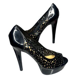 Forever 21 Black‎ Peep Toe Stiletto Heels With Cutout Design For Women Size 8